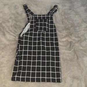 Black and white plaid overall dress